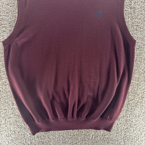 Chaps Sweater Vest Mens XL Red Maroon V Neck Pullover Knit New With Tags Cotton - Picture 4 of 13